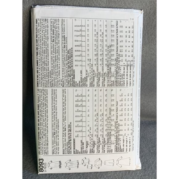 Simplicity Girls Sleepwear Sewing Pattern Sz 3-6 8093 - Uncut - Picture 3 of 4